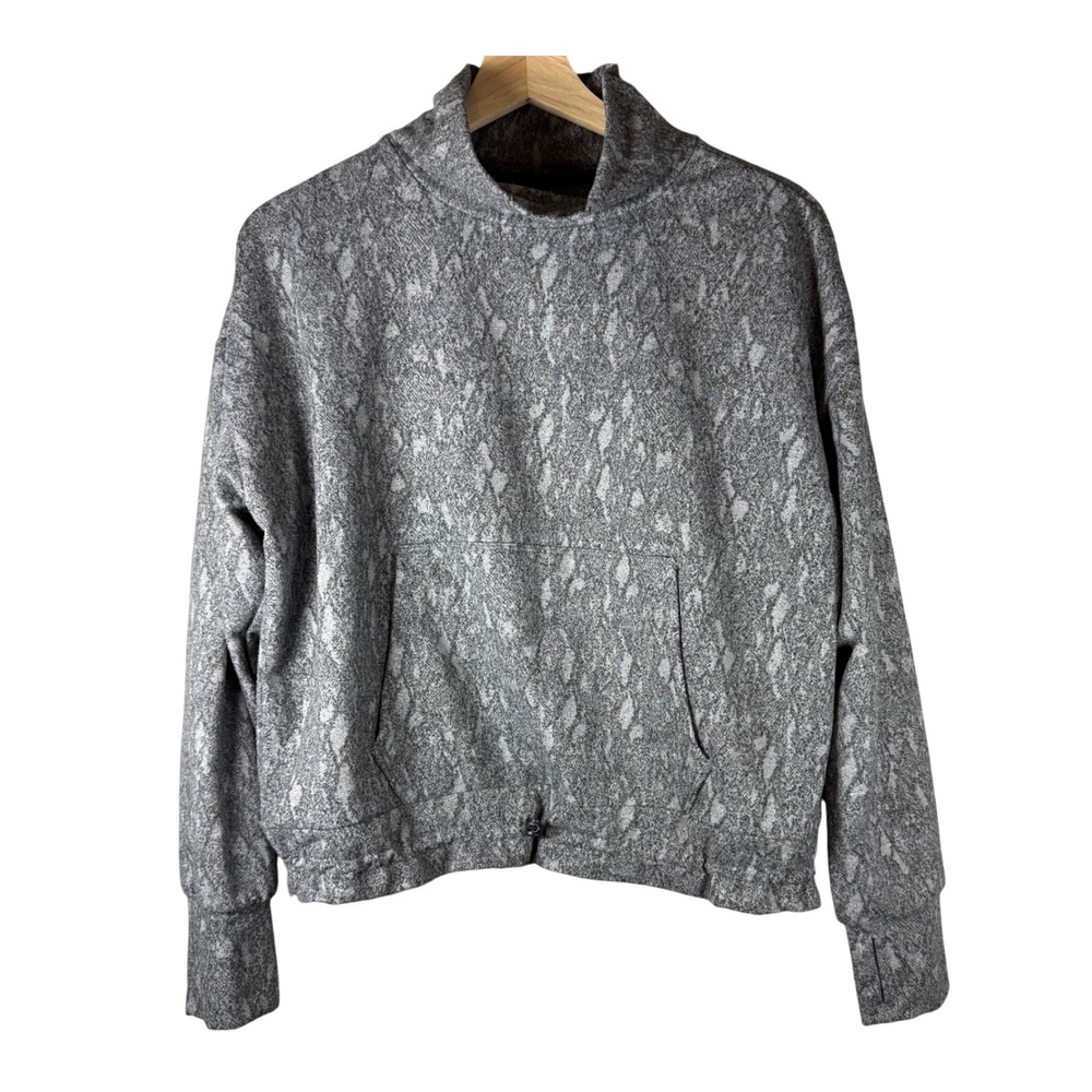 Womens Kyodan Outdoor Snake Print Mock Neck Pullover Sweatshirt Drawstring Waist